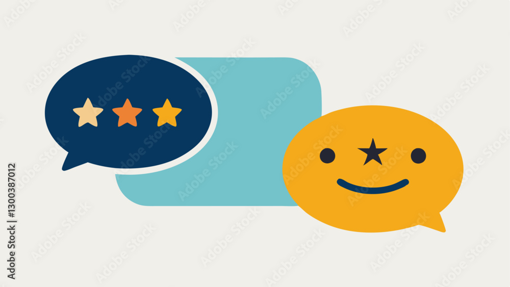 Poster two faces of res an of two speech bubbles one with a fivestar rating and the other with a onestar ra