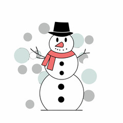 Cute Snowman Illustration: Winter Holiday Character Design - Seasonal Snow Fun.
