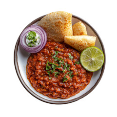 Plate of pao bhaji isolate on PNG