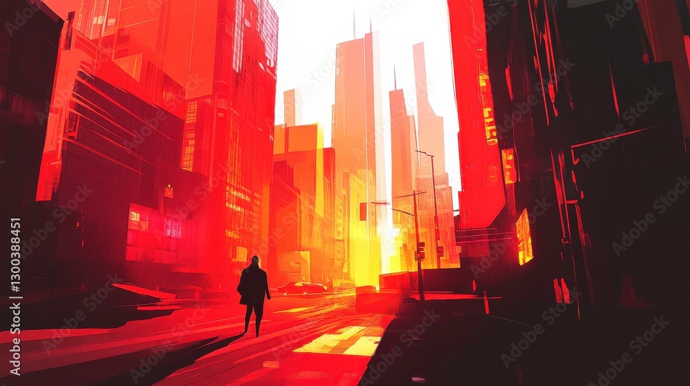 Poster dynamic urban scene with high-tech elements