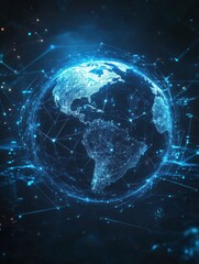 An abstract globe shines with blue light, symbolizing a global network and the vast expanse of cyberspace.