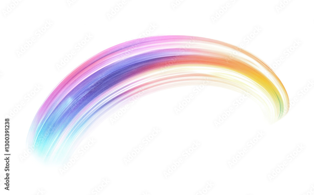 Poster vivid rainbow arc in soft gradient hues creating a serene and colorful atmosphere suitable for vario