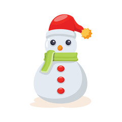 An editable icon of snowman with beanie in 3d style