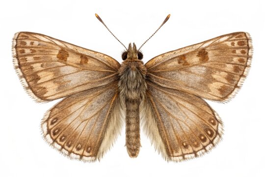 Dingy skipper butterfly isolated on white background