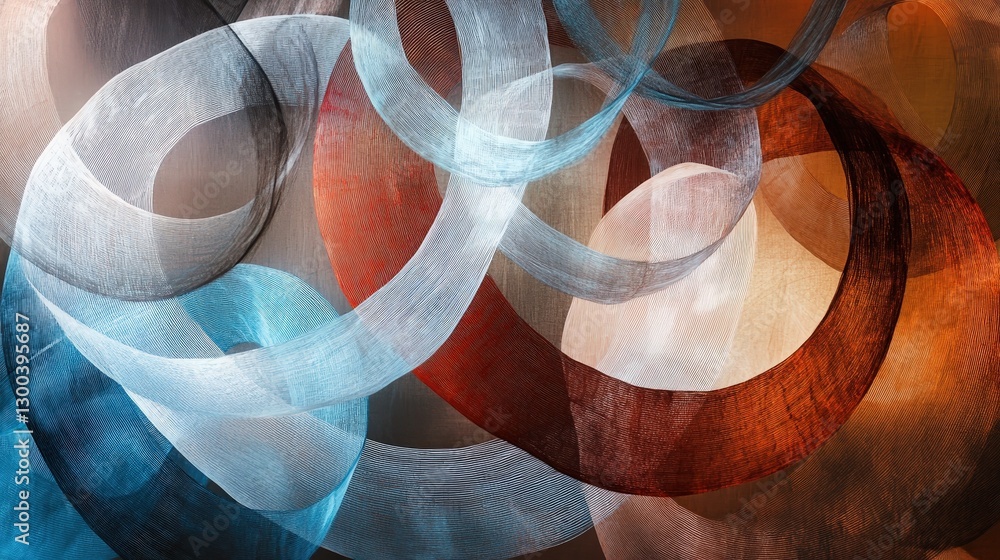 Poster interlocking circles, each one transparent and overlapping in a way that creates new, shifting shape