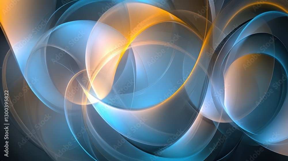Poster interlocking circles, each one transparent and overlapping in a way that creates new, shifting shape