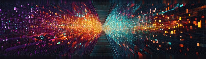 Dynamic Asanoha grid pattern morphing into pixelated digital distortions, symbolizing the intersection of tradition and technology