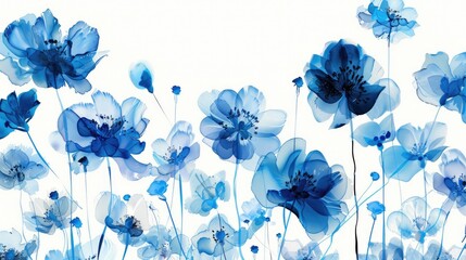 Vibrant blue flowers in a delicate watercolor style, creating a serene and artistic floral backdrop