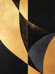 Bold Geometric Shapes in Elegant Black and Gold Abstract Design