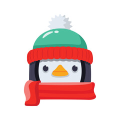 Grab this handy 3d style icon of winter penguin in beanie