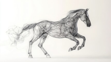 Abstract visualization of a galloping horse, created with delicate lines