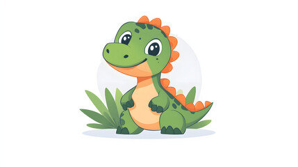 Fototapeta premium Cute Dinosaur illustration, funny Dino character isolated on white background