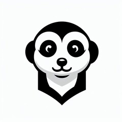 Cute meerkat head illustration, black and white, cartoon style.