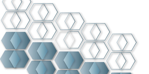 The geometric hexagon texture pattern design. The abstract colorful hexagon design.3d render of honeycomb white background abstract wall decorative in the bath copy space, technology, data