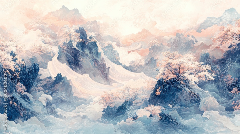 Poster Magical Patterns in a Soft Color Palette