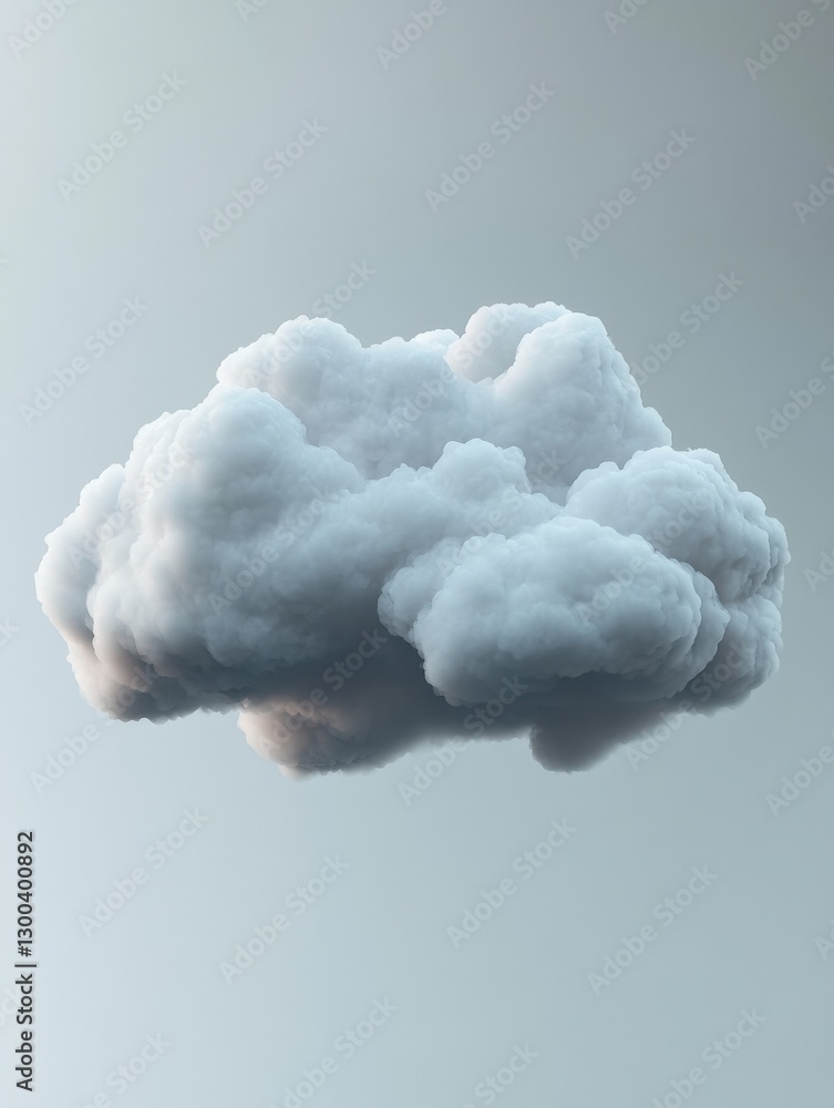 Poster a single, elegant 3d cloud with soft contours and realistic textures, ideal for overlay in digital p