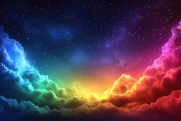 Fototapeta premium Vibrant sunset clouds with a spectrum of colors illuminating the sky, creating a serene atmosphere