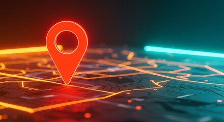 Location on map with points. AI technology in GPS, innovation delivery, map location, future transport logistic, route path concept, GPS point. New location and change address 

