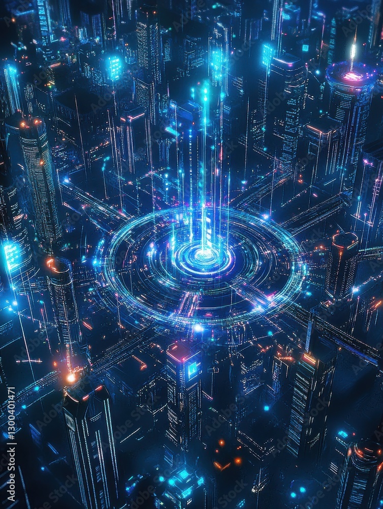 Poster abstract innovative cyber security network, using interconnected nodes to represent business partner