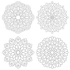 Fototapeta premium 4 Creative Mandala Floral design set Mandalas coloring book pages