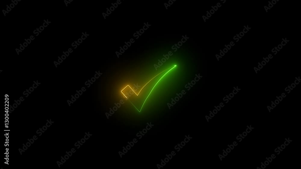 Aufkleber isolated tick mark icon animation on background.glowing neon check mark animation icon tick finishin