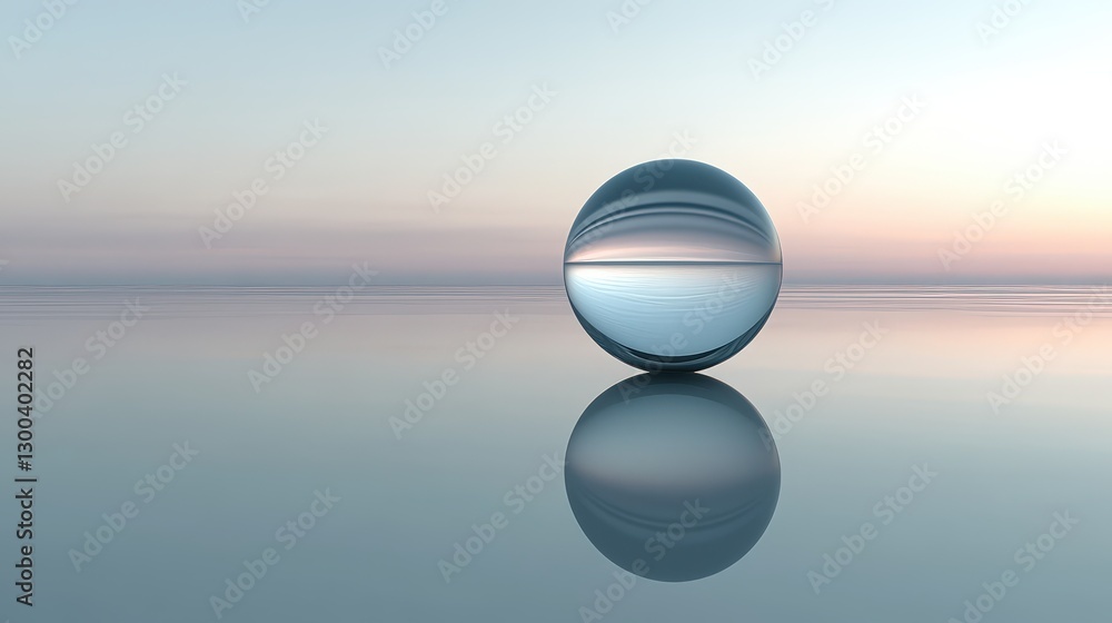 Poster a smooth, spherical shape floating against a soft gradient background, creating a serene and minimal
