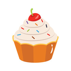 An editable icon of cupcake designed in 3d style