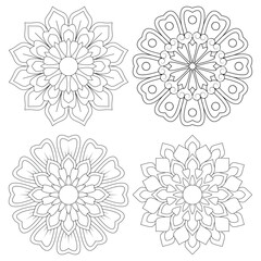 4 Creative Mandala Floral pattern design set Mandalas coloring book pages