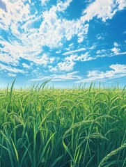 Obraz premium field of grass and perfect sky