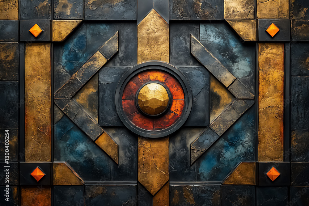Poster intricate geometric designs in rich metallic hues create a stunning visual representation of the har