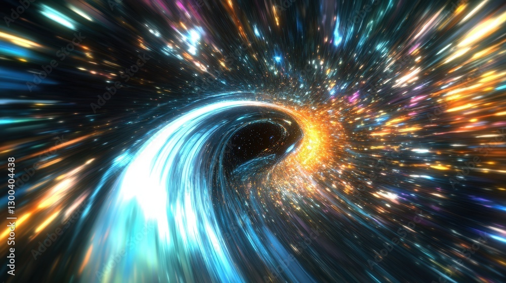 Poster a spaceship using a warp drive, bending space-time around it to travel faster than light