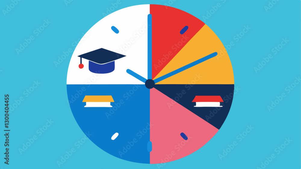 Poster time for tech a clock divided into segments showing times spent on online classes for students with 