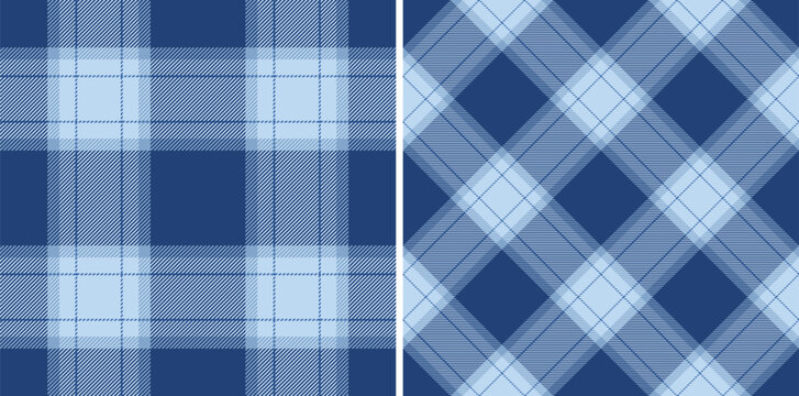 Background pattern fabric of check seamless tartan with a vector plaid texture textile. Set in sky colors for windowpane print blouse, sheath dress, skinny pants.