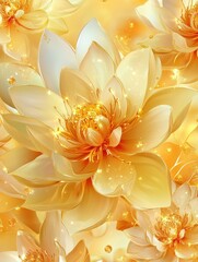 Fototapeta premium Golden lotus background p attern vector. Tropical flower background design for cosmetics,health care, print, postcards, packaging, covers, vector illustration.