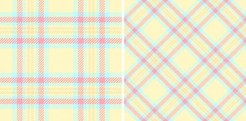 Pastel plaid patterns Two seamless designs in soft pink, yellow, and blue. Perfect for textile prints, wallpapers, scrapbooking, or website backgrounds.