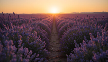 Obraz premium Lavender Field At Sunrise