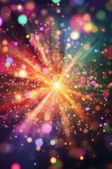 Fototapeta premium Colorful explosion of light and energy with radiant bursts of