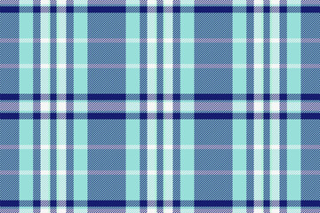 Neutral seamless texture textile, seasonal background pattern fabric. Checked check tartan plaid vector in teal and midnight blue colors.