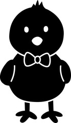 Spring Easter chick with bunny ears silhouette.
Cute little chick character front flat vector illustration.
Good for greeting card,poster, banner,leaflet.
Transparent background.