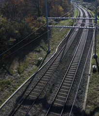 two railway tracks in the countryside