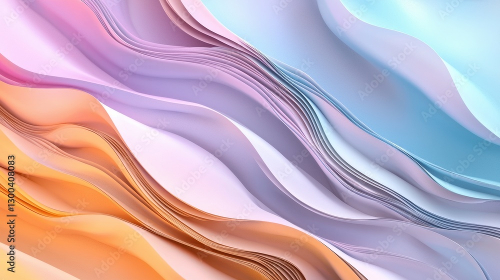 Poster vibrant waves of paper in soft pastel colors form an abstract design, creating a soothing visual eff