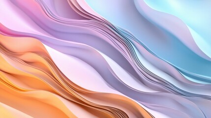 Obraz premium Vibrant waves of paper in soft pastel colors form an abstract design, creating a soothing visual effect ideal for modern creative environments and design inspiration