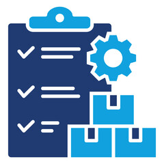 Production Planning Flat Blue Icon