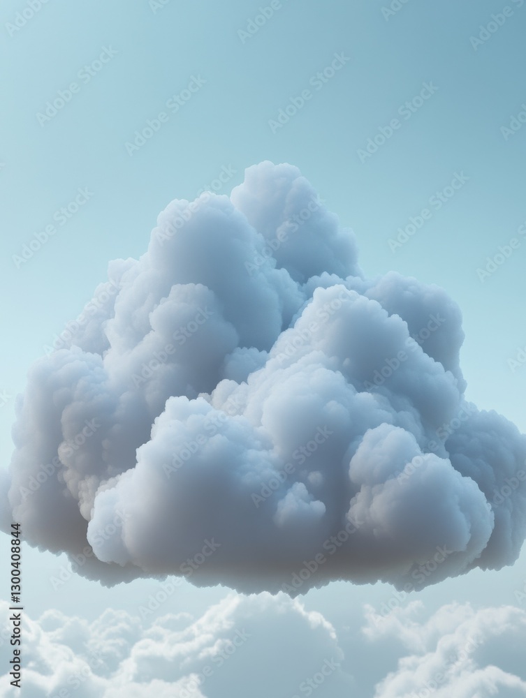 Poster a single, elegant 3d cloud with soft contours and realistic textures, ideal for overlay in digital p