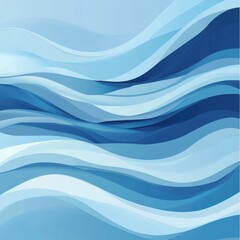 Fototapeta premium Stylized abstract art with flowing blue wave patterns on a soft blue background, modern flat design