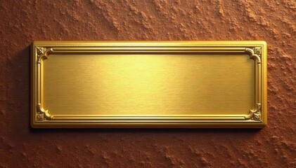 Gold finish empty nameplate mockup with brushed edges, nameplate, design