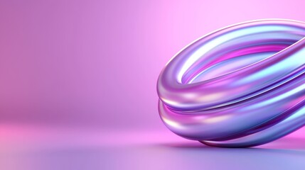 Naklejka premium Abstract Purple Rings 3D Render Iridescent Geometric Shapes