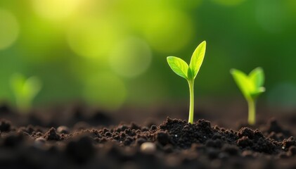 mature chickpea plants sprouting from the ground with healthy green shoots, plant development, plant growth