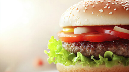 hamburger with salad and beaf patty