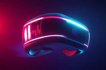 Levitating advanced VR headset showcasing futuristic virtual reality technology in a dark studio environment, close-up perspective